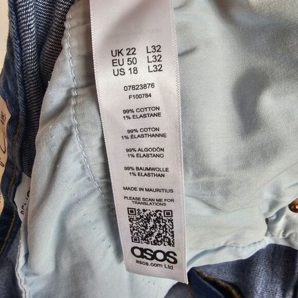 Asos Mom Jeans 18 High Waist Straight Leg Denim Stretch Cotton Blend Casual - Picture 4 of 7